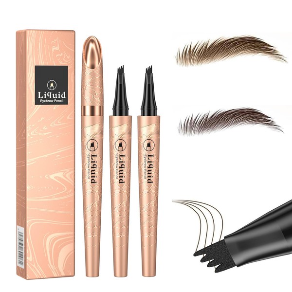 Tkekruh 2 x Coffee Eyebrow Pencil, Smudge-proof Waterproof Liquid Eyebrow