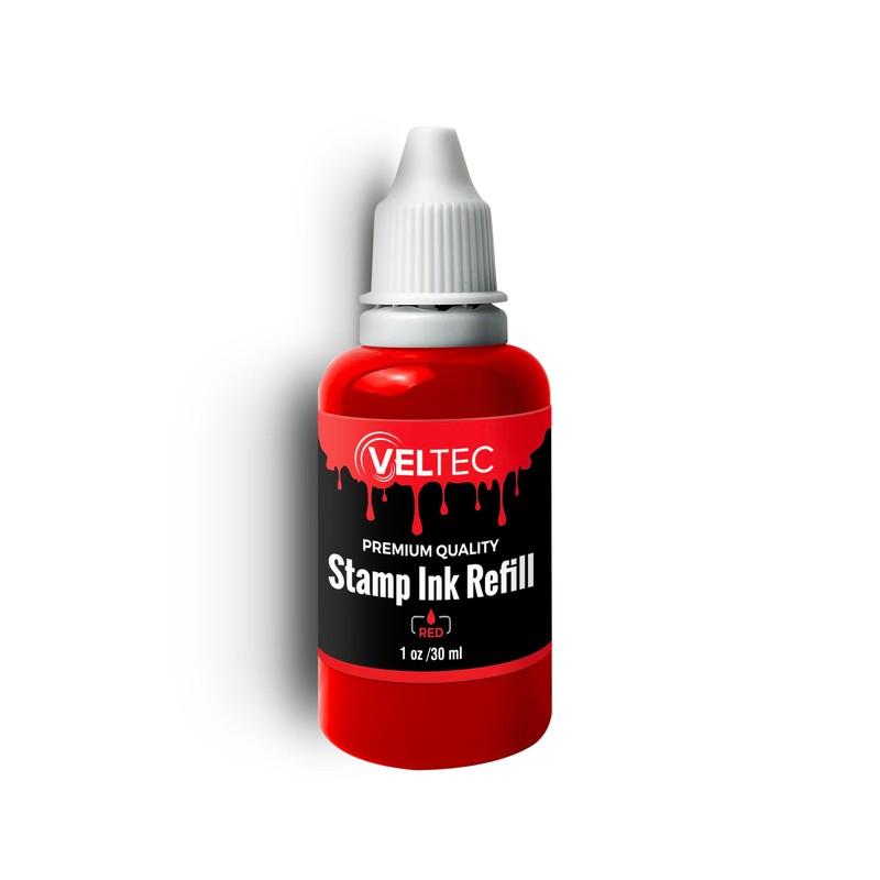 Veltec Self-Inking Stamp Refill Ink, Squeeze Bottle – 1 oz.