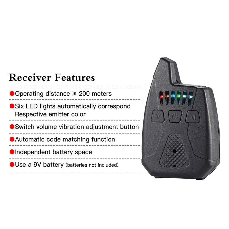 Electronic Fishing Alerts Bite Alarm LED Wireless Fishing Alarm Digital