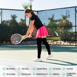 2 Pairs 20-30mmHg Compression Stockings for Women & Men, MumMarmot's Thigh High Compression Socks with Silicone Dot Band, Graduated Support Compression Stockings for Edema Varicose Veins，Large