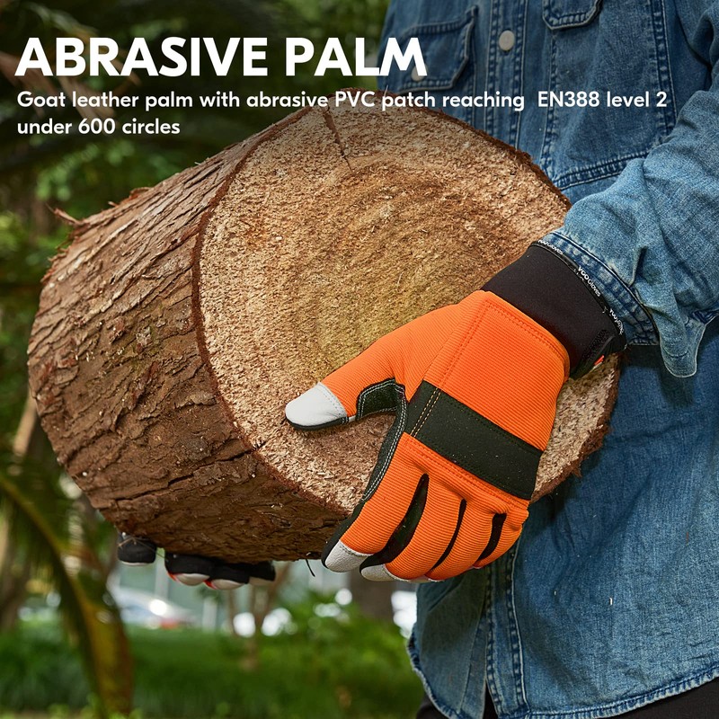 Vgo... 1 Pair Chainsaw Gloves, 12-Layer Chainsaw Protection, Safety Leather