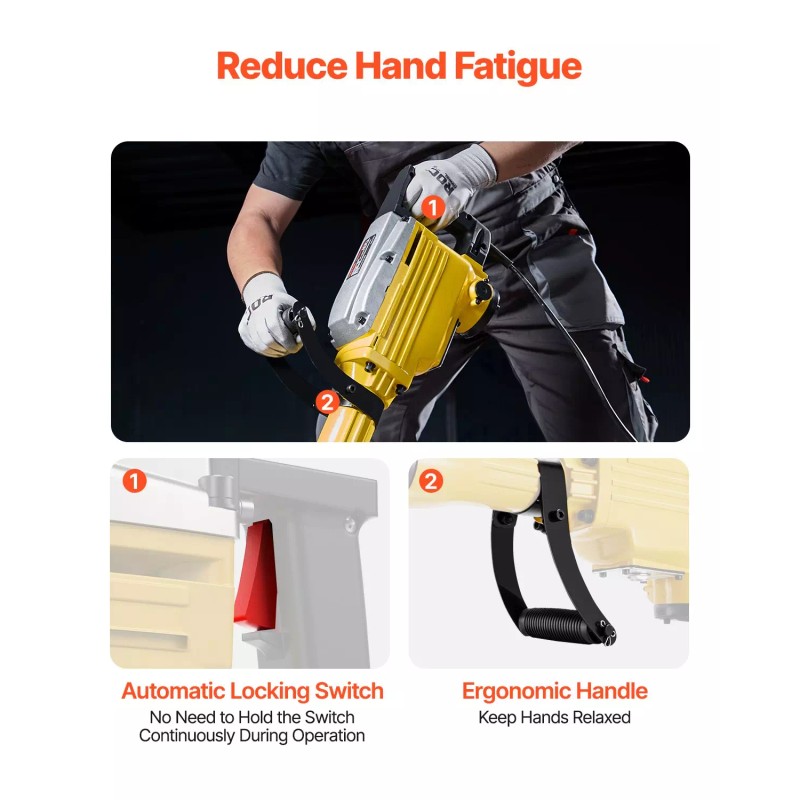 R&D Hardware Demolition Jack Hammer Concrete Breaker 2200W Electric Hammer