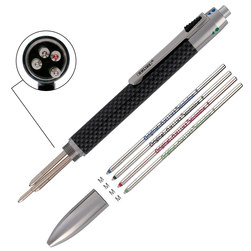 ONLINE 4-Color Ballpoint Pen Carbon │ Multifunctional biro │ Four