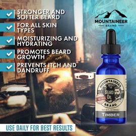 Mountaineer Brand Natural Unscented Beard Oil | Made in West Virgina | Hydrates, Moisturises, Softens & Conditions for Beard Growth | Treats Dry Itchy Beards for Men | 2oz