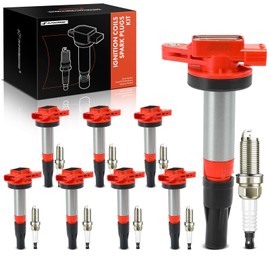 A-Premium (Red) Set of 16 Ignition Coil Pack and Iridium Spark Plugs Compatible with Jaguar S-Type 2003-2004 4.2L, Vanden Plas 2004, XJ8 2004, XJR 2003-2004, XK8 2003-2004, XKR 2003-2004
