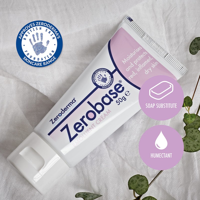 Zeroderma Zerobase Emollient Cream 50g, Softens Moisturises And Protects Dry