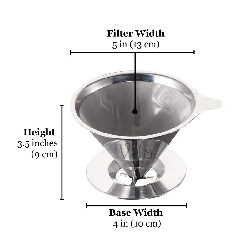 Vila Coffee Filter, Fine Mesh Coffee Maker, Stainless Steel Pour