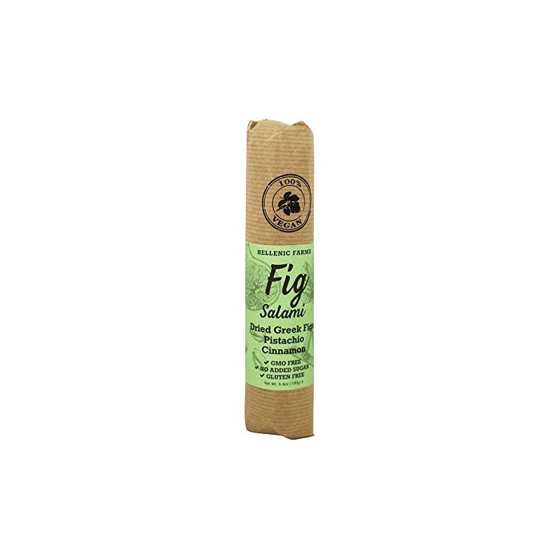 Hellenic Farms Vegan Pistachio Cinnamon Fig Salami, 6.4oz, 100% Plant-based