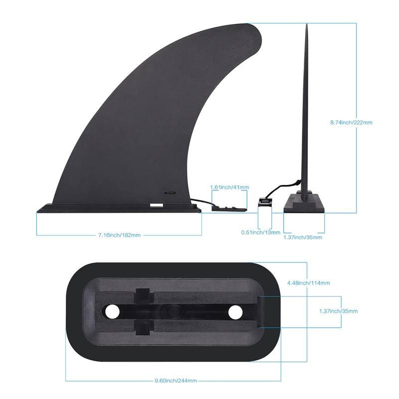 Zocipro 9 Inch Removable Universal SUP Fin with Fin Base,