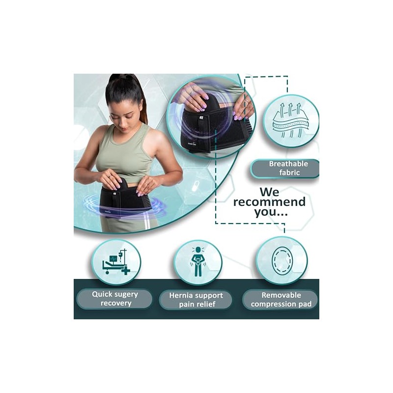Wonder Care Polyester Umbilical Black Hernia Belt Pain Relief Support