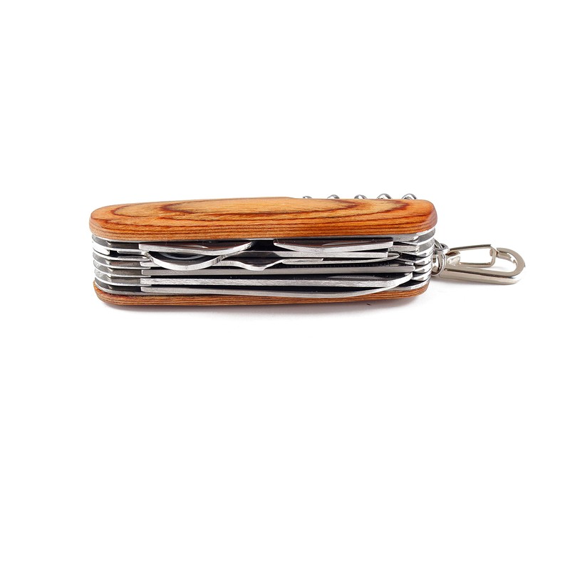 Swiss Style Wooden Handled Multitool with 20 Different Functions Including
