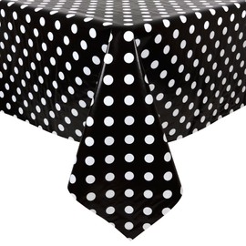Micro-Pro Black/White Polka Dots Wipe Clean PVC Vinyl Tablecloth Cover Protector 140x240cm