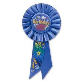 Beistle It's My Birthday Rosette Party Item, 3-1/4-Inch by 6-1/2-Inch, Blue