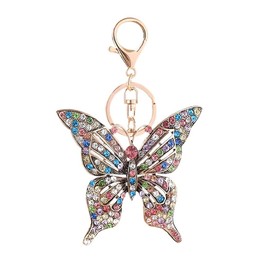 QDDollars Butterfly Keychain for Women, Cute Butterfly Insect Key Chain, Sparkling Butterfly Key Ring, Funny Butterfly Keychains, Punk Butterfly Keyring, Rhinestone Butterfly Animal Keychain