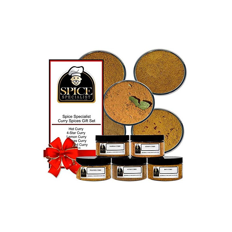 Curry Spices Gift Set - Contains: 5 different spice jars