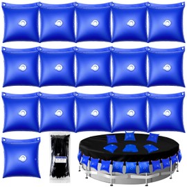 Upgrade 16 Pack Swimming Pool Cover Hanging Water Bags with 100 Cable Ties,0.4mm Thicker PVC Water Bag Tubes for Pool Weight,100% Leakproof,for Above Ground/Inground Winter Pool Cover