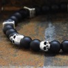 Nato Cuff - 925 Sterling Silver Skull Bracelet - Onyx