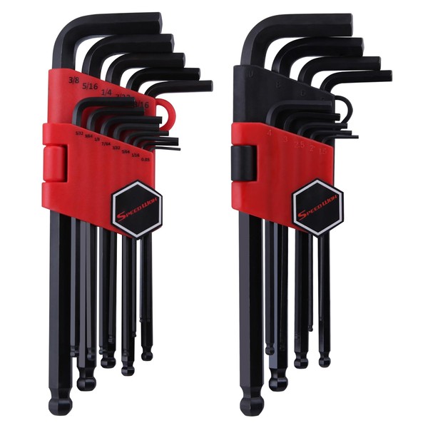 SPEEDWOX 22pcs Allen Key Set with Ball End Metric &