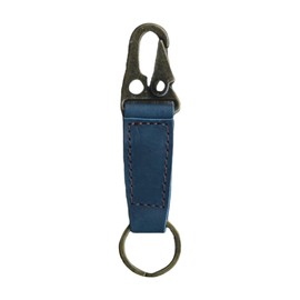 JJNUSA Key Ring Holder EDC Leather Belt Keychain, Heavy Duty Clip Key Chain Fob for Men,Tactical Keyring Holder for Belt Gift (Navy Blue)