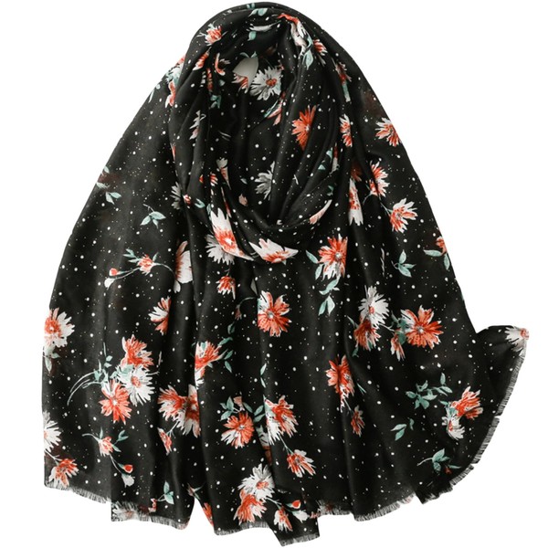 FAIRYGATE Floral Scarf Flower Polyester Scarves with Floral Prints Spring