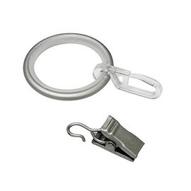 Gardinia 32462 Curtain Rings with Sliding Insert, Folding Hook and Clip, Metal, for Diameter 19 mm Silver, Pack of 10, 3.9 / 3 cm, 10, 3.9 / 3.0 cm