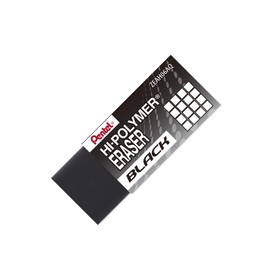 Pentel Hi-Polymer, Small Rubber Block Eraser with Protective Sleeve, Black, ZEAH06A, Box of 48
