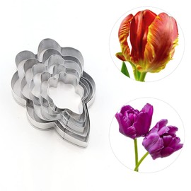 Easiest 3D DIY Parrot Tulips Petal Gum Paste Fower Cutter Fondant Mold Icing Cookie Tool Sugarcraft Decorating Mould 3 PCS for 3 Sizes