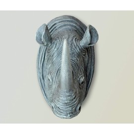 Best Value Here Wall Mounted Silver Stag Head Deer Large Antlers Reindeer Elephant Lion Tiger Rhino Wolf Wall Art Hanging Sculpture (Rhino Grey)