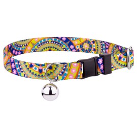 Country Brook Petz - Collar de Gato Bohemio Mandala Amarillo - Colección Groovy con diseños extravagantes