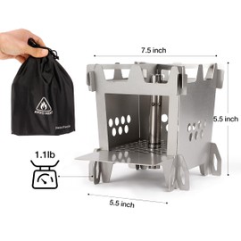 HexoTools Wood Burning Camping Rocket Stove, Portable Backpacking Stainless Steel Wood Stove Camping Gear Accessories for Emergency Survival Outdoor Hiking Travel Picnic BBQ