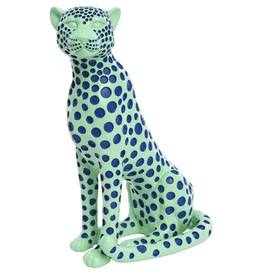Quoowiit Statues for Home Decor, Modern Sculptures and Statues Decorations for Living Room, Bedroom, Table, Bookshelf, White Resin Leopard Art Decorative Sculpture with Black Polka Dots Design
