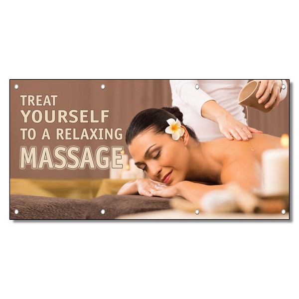 Treat Yourself to A Relaxing Massage 13 Oz Vinyl Banner