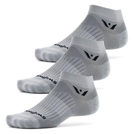 Swiftwick- ASPIRE ONE (3 Pairs) Running & Cycling Socks, Breathable, Compression Fit (Pewter, Small)