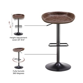 npd furniture and more New Pacific Direct Rouge PU Leather Gaslift Bar Stool - Vintage Coffee Brown