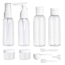 ShaniTech Pack of 10 Pcs Leak Proof Refillable Air Travel Size Liquid Containers Bottle for Liquids, Accessories, Cosmetic Products, Toiletries [Clear for Airport Security - TSA Air Flights Approved]