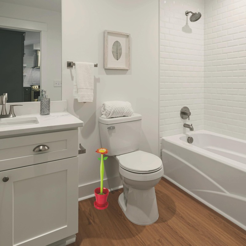 Vigar Flower Power Toilet Brush and Holder Set, Toilet Bowl