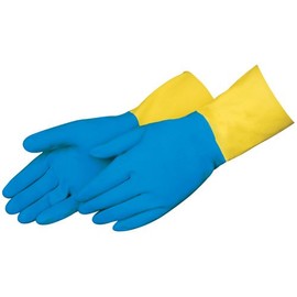Liberty 2570SP Neoprene/Latex Liquid Proof Unsupported Glove with Flock lined, Chemical Resistant, 28 mil Thickness, 13" Length, X-Large, Blue/Yellow (Pack of 12)