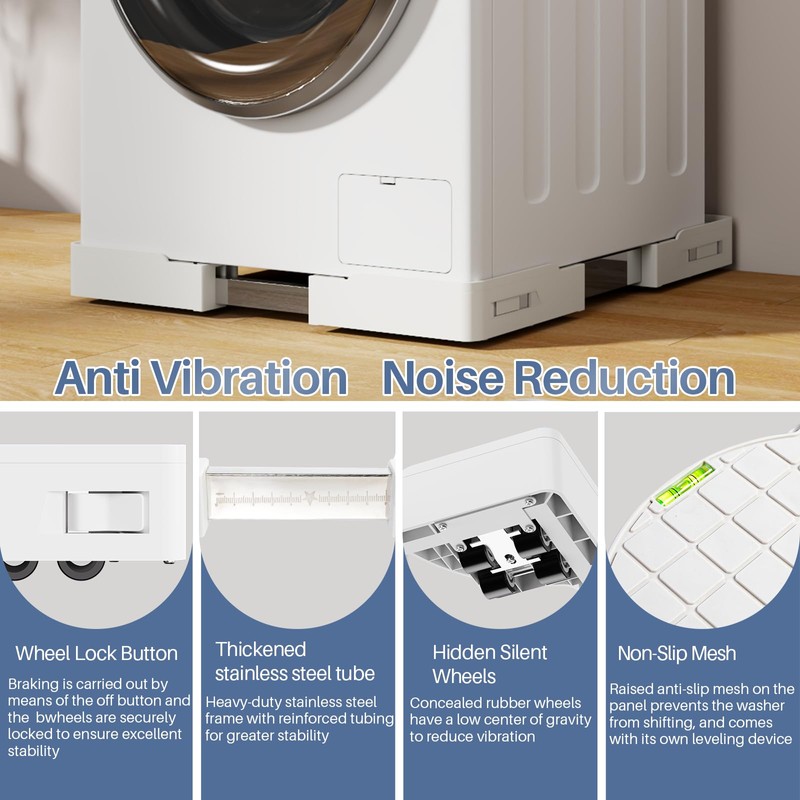 Adjustable Appliance Rollers Heavy Duty, Mobile Mini Fridge Stand Washer