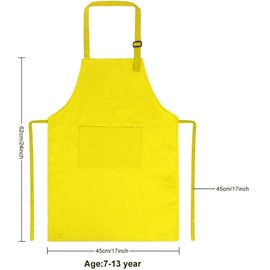 6 Pieces Kids Apron and Cheft Hat Set, Adjustable Child Art Apron with Pockets, Childrens Chef Aprons for Girls Boys Kitchen Cooking Painting Baking