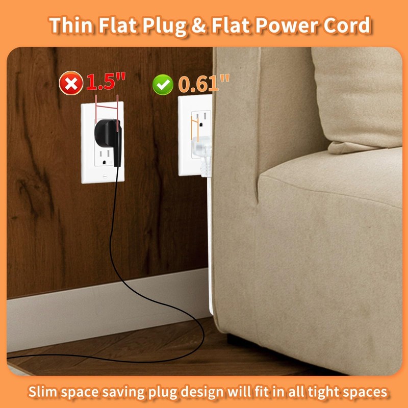 Zlierop 12 FT Clear Extension Cord, 3 Outlet Extension Cords