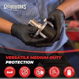 Guantes de nitrilo GLOVEWORKS XL negros para cocinar, preparación de alimentos, desechables, 5 mil, para limpieza profesional, 2 cajas de 100