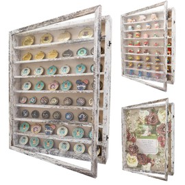 GMFrames 18x24 Wooden Shadow Box Frame with Removable Shelves Deep Display Case for Military Medals Keepsakes White