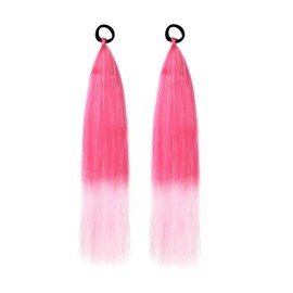 NOTICEME Ombre Pink Ponytail Extension with Hair Tie, Crazy Hair Day Accessaries Colored Hair Extensinos for Kids, Festival Rave Hair Extensions, Kids Ponytail Extension 2 Packs 25 Inch