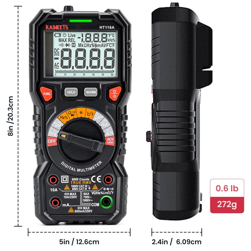 KAIWEETS Digital Multimeter TRMS 6000 Counts Voltmeter Auto-Ranging Fast Accurately