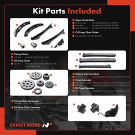 A-Premium 19PCS Engine Timing Chain Kit W/Tensioner & More [DOHC, 6Cyl 3.3L 3.5L 3.8L] Compatible with Hyundai Azera 07-11, Santa Fe 07-09, Sonata 06-10 & Kia Sorento 08-13, Sedona, # 243123C100