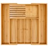 VaeFae Bamboo Silverware Drawer Organizer Kitchen, Expandable Utensil Organizer with