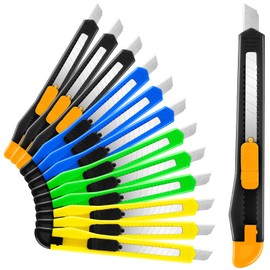 TIFICAL 16 Pack Box Cutter Retractable, 9mm Wide Utility Knife, Sharp Razor Knife for Cartons, Box Opener, Disposable Box Cutter Knife, Box Ppener, Navajas de Trabajo Exacto Knife for Home, Office Use