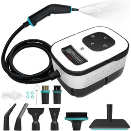 2500W Handheld Steam Cleaner, 6-Speed Portable Steamer with Large Tank & 10 Accessories, 10s Heat-Up steamer cleaning for Kitchen, Bathroom, Car Detailing, Tile & Grout Cleaning