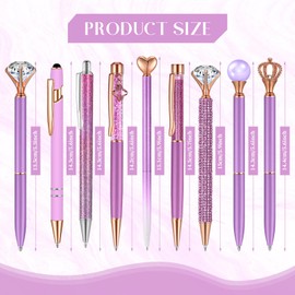 Janmini 9 Pcs Ballpoint Pens Set Metal Crystal Diamond Pen Glitter Pen for Journaling Black Ink Pretty Cute Pens Fancy Pens Gifts for Women Girls Christmas Birthday School Office Desk(Violet)