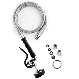 JZBRAIN Spray Valve with 45 inches Flexible Stainless Steel Hose High Pressure Pre Rinse Sprayer Nozzle Assembly for Commercial Kitchen Sink Faucet Wall/Deck Mount